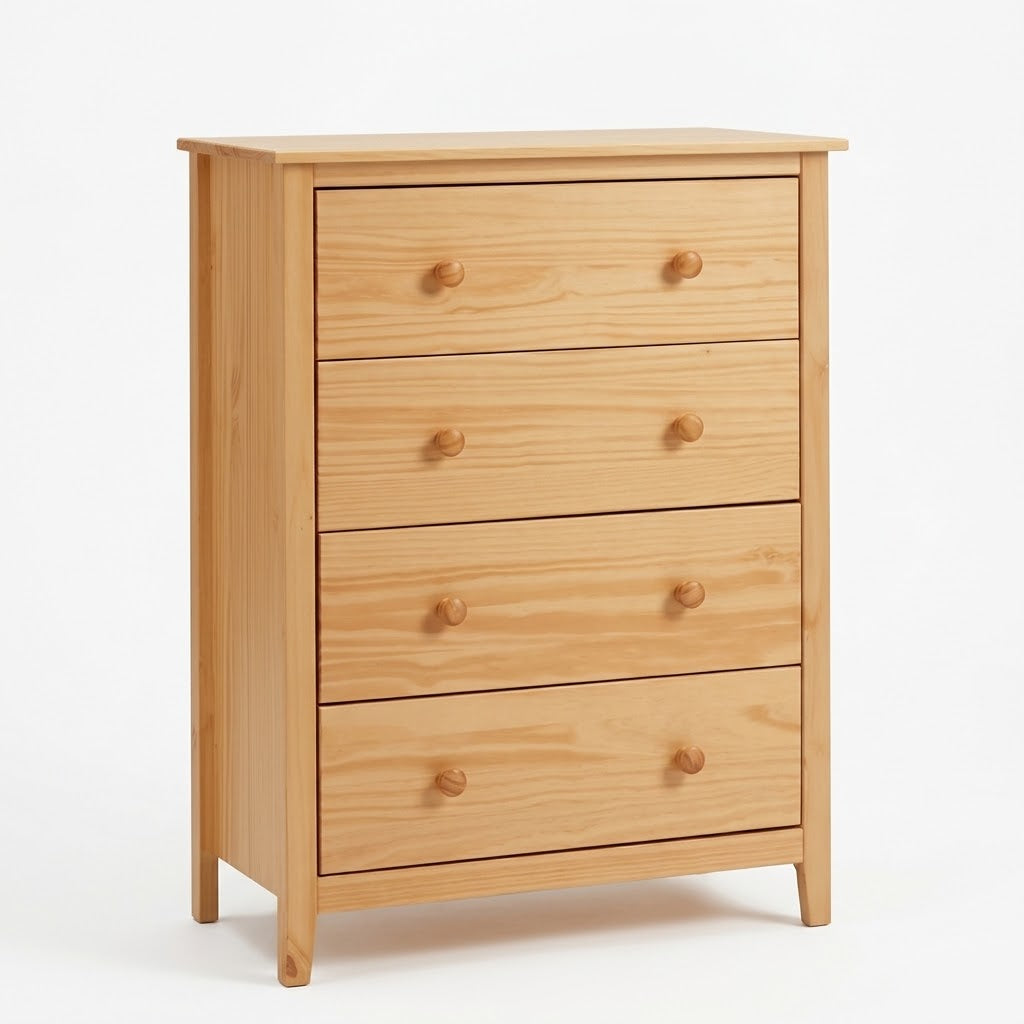 4-Drawer Wooden Chest of Drawers, Freestanding Bedroom Dresser Storage Cabinet